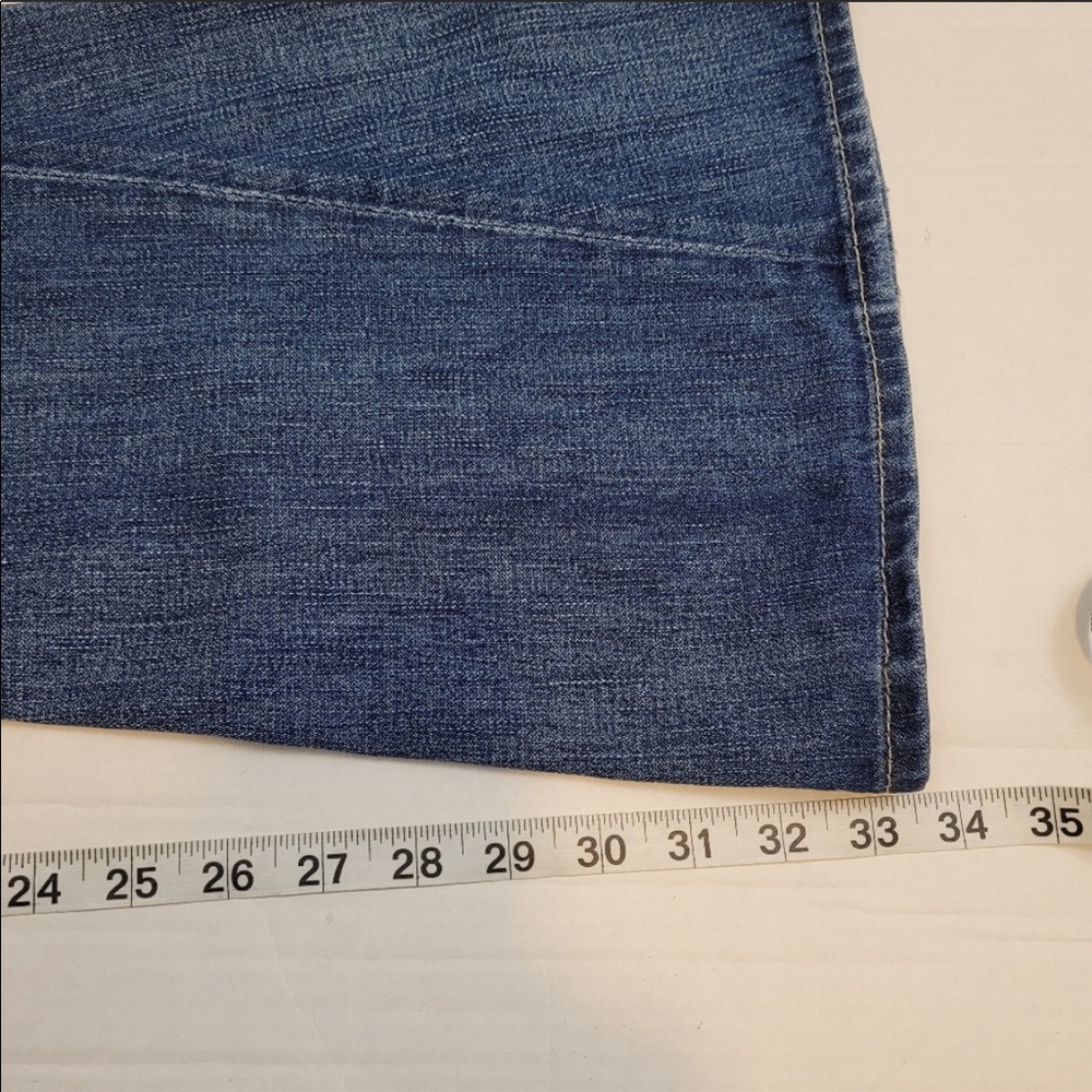 True Religion Blue Distressed Lace-Up Flare Jeans - Picture 11 of 12